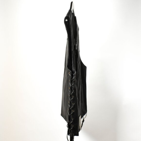 Xelement Black Leather Motorcycle Vest With Side Laces 10 Pocket Mens Size 3XL - Picture 7 of 12